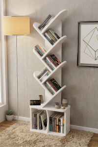 MD Yaprak Kitaplık Suntalam Beyaz 45x132