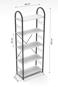 MD Metal Kitaplık Beyaz 180 cm
