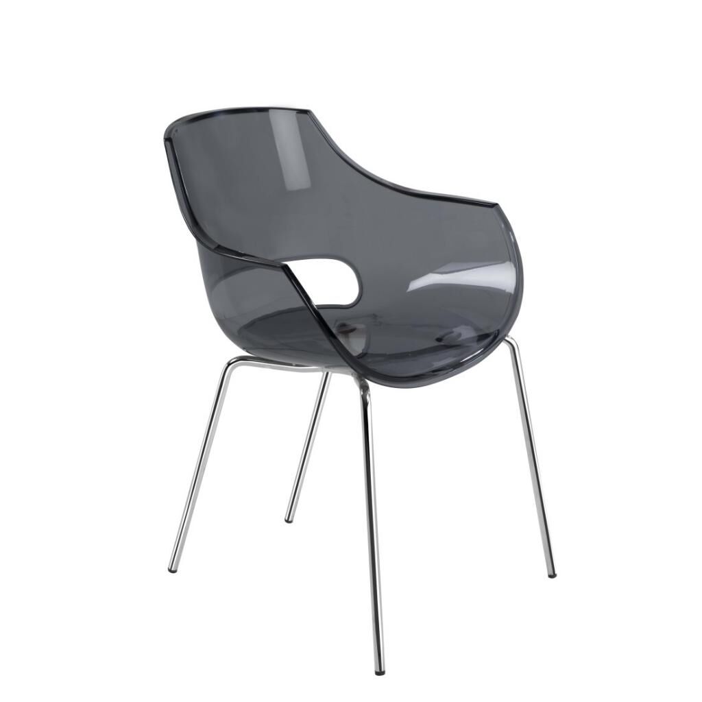 Opal-ML Füme Transparan - Krom Kaplama Mutfak Sandalyesi PPT1347