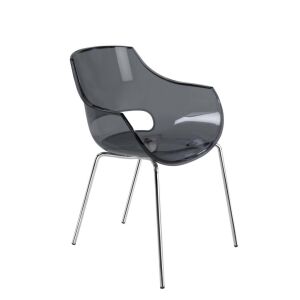 Opal-ML Füme Transparan - Krom Kaplama Mutfak Sandalyesi PPT1347