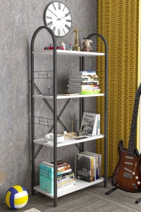 MD Metal Kitaplık Beyaz 150 cm