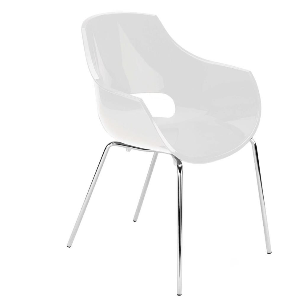 Opal-ML Solid Beyaz - Krom Kaplama Mutfak Sandalyesi PPT1348