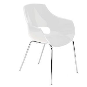 Opal-ML Solid Beyaz - Krom Kaplama Mutfak Sandalyesi PPT1348