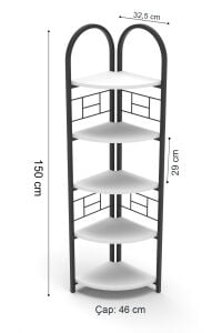 MD Metal Çiçeklik Kitaplık Bej 151 cm