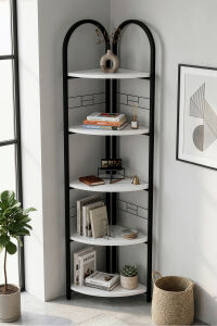 MD Metal Çiçeklik Kitaplık Beyaz 151 cm