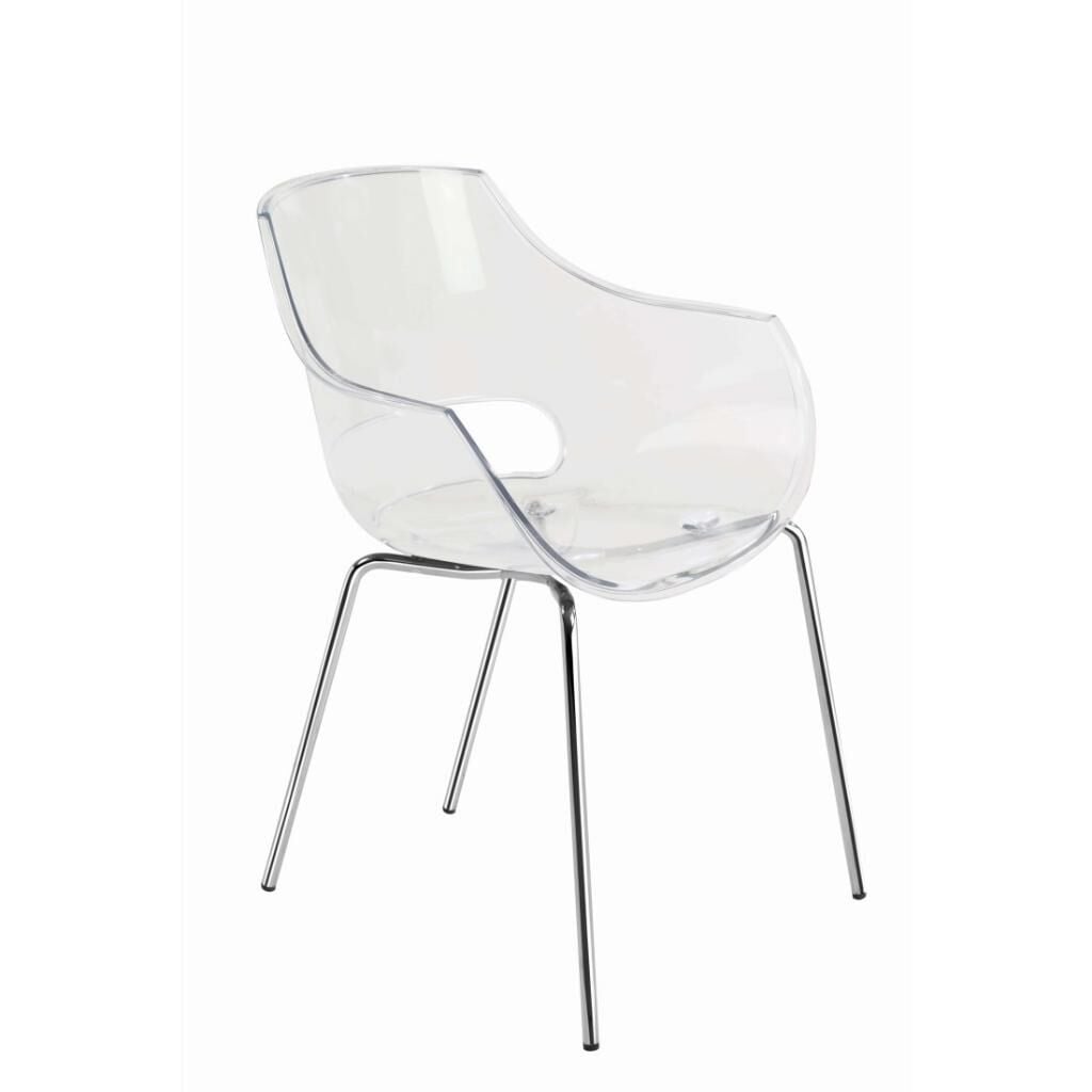 Opal-ML Şeffaf Transparan - Krom Kaplama Mutfak Sandalyesi PPT1350