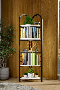 MD Metal Köşe Kitaplığı Beyaz 150 cm