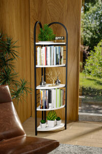 MD Metal Köşe Kitaplığı Beyaz 150 cm