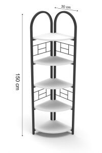 MD Metal Köşe Kitaplığı Beyaz 150 cm