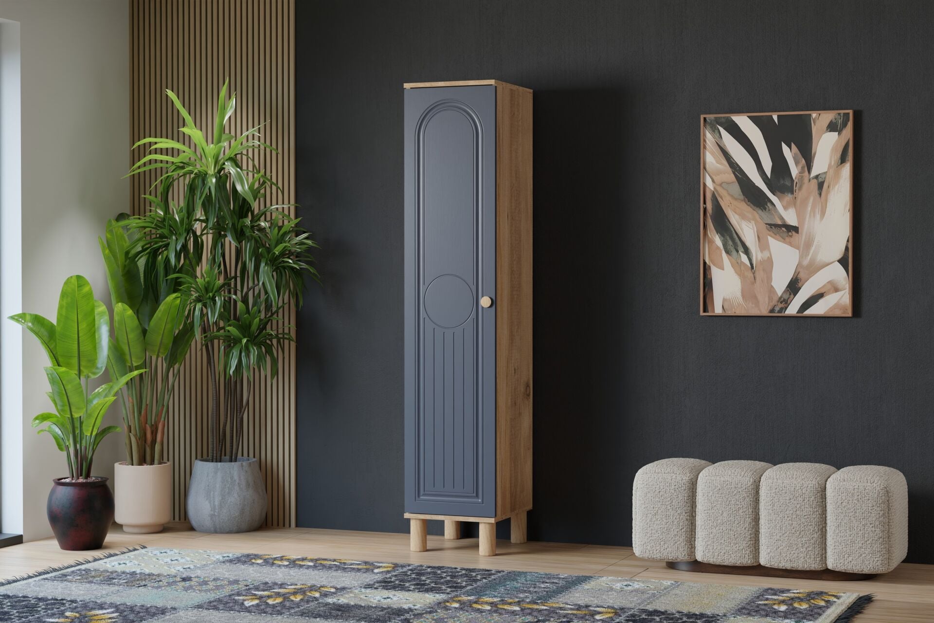 Vera Bohem 1 Kapılı Dolap - Atlantik Çam / Antrasit TN0348