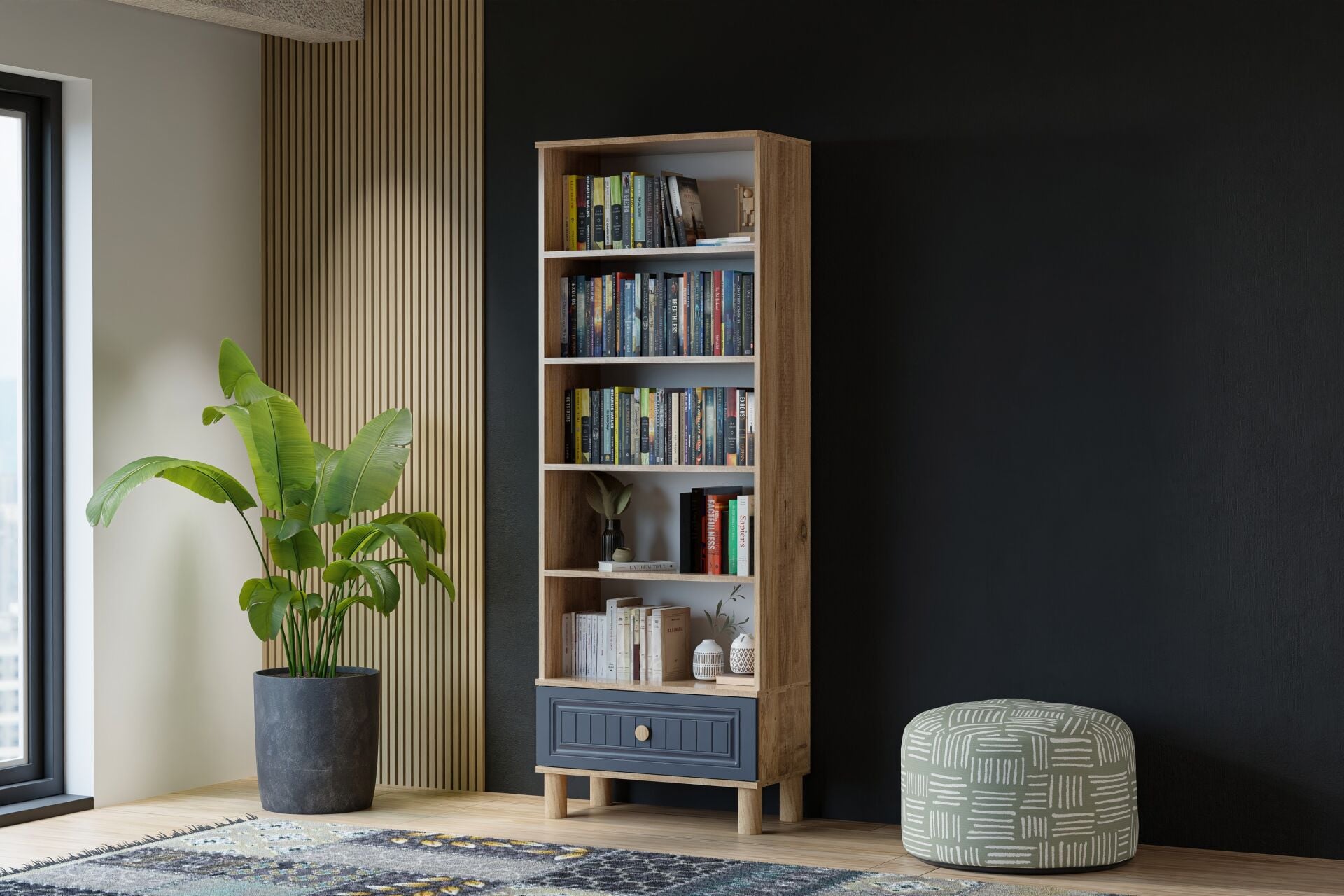 Vera Bohem Kitaplık - Atlantik Çam / Antrasit TN0349