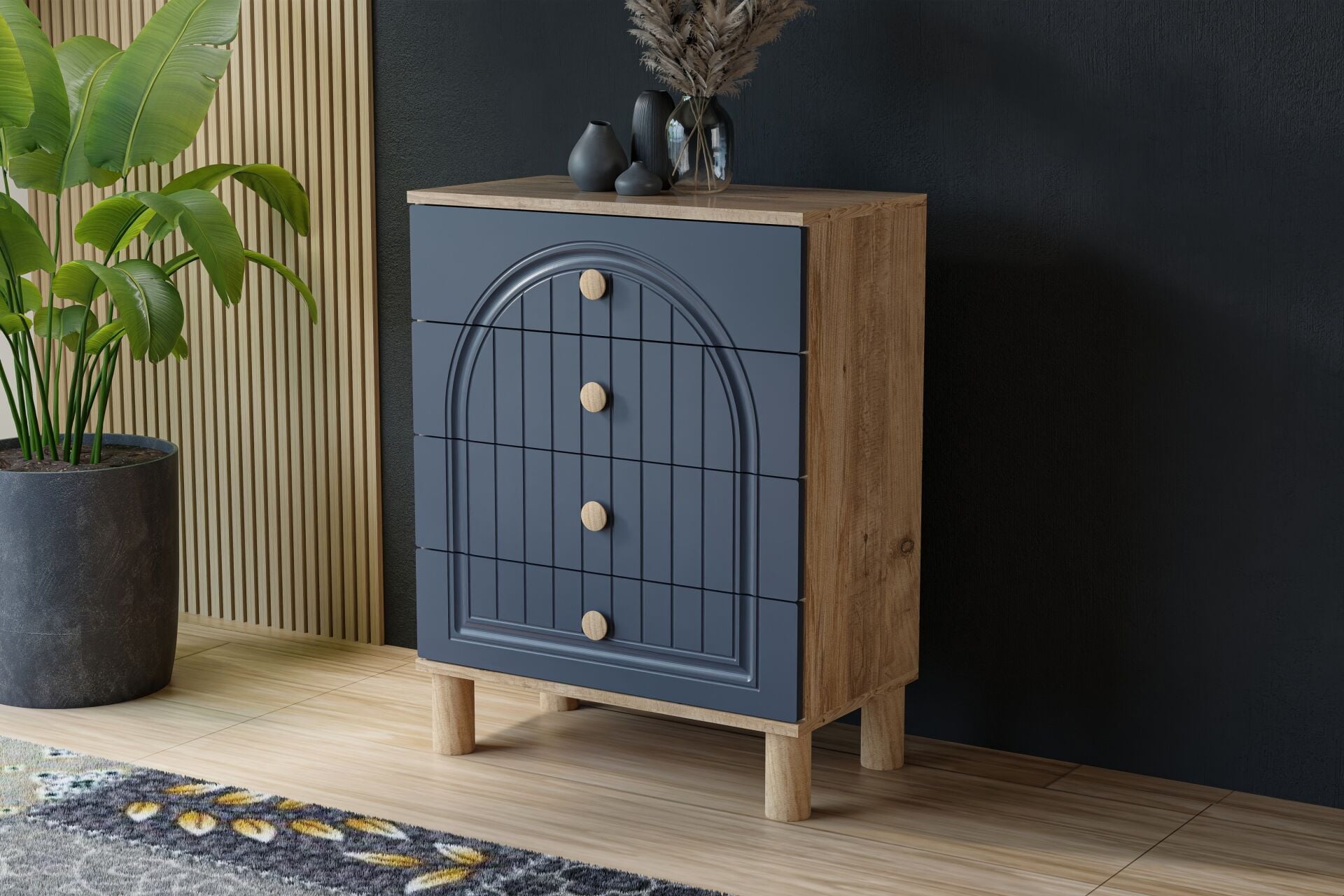 Vera Bohem Şifonyer - Atlantik Çam / Antrasit TN0351