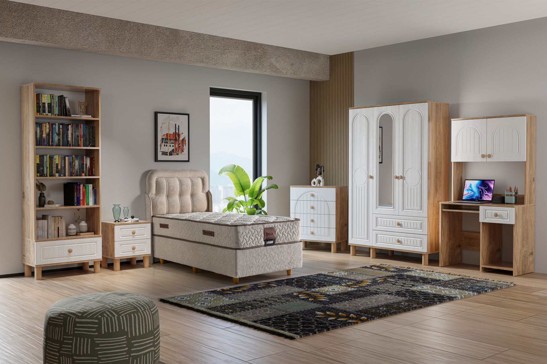 Vera Bohem Genç Odası Takımı - Atlantik Çam / Beyaz TN0353