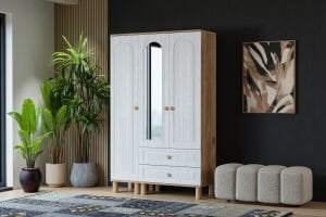 Vera Bohem 3 Kapılı Dolap - Atlantik Çam / Beyaz TN0354