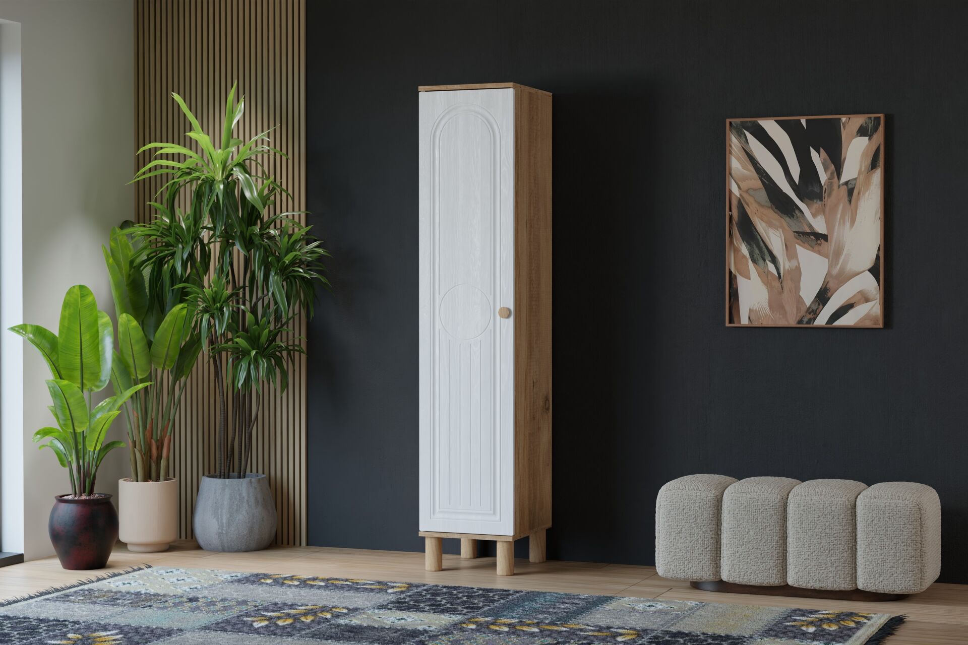 Vera Bohem 1 Kapılı Dolap - Atlantik Çam / Beyaz TN0356