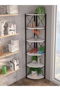 MD 6 Raflı Kitaplık ve Saksılık Beyaz 160 cm