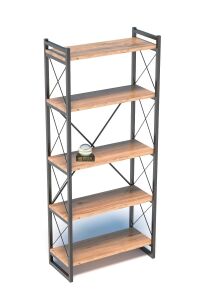 İlkal 5 Raflı Metal Kitaplık Ceviz 180 cm