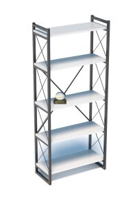 İlkal 5 Raflı Metal Kitaplık Beyaz 180 cm
