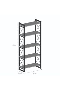 İlkal 5 Raflı Metal Kitaplık Beyaz 180 cm