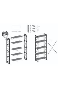 İlkal 5 Raflı Metal Kitaplık Beyaz 180 cm