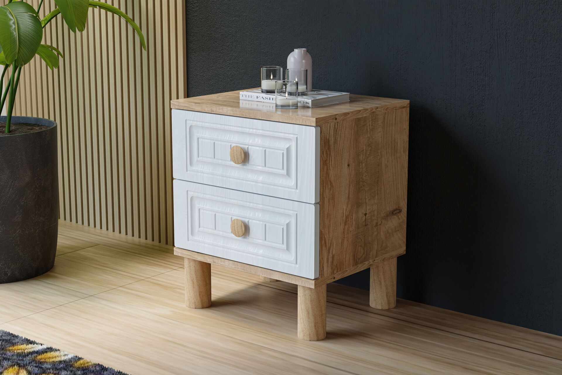 Vera Bohem Komodin - Atlantik Çam / Beyaz TN0360