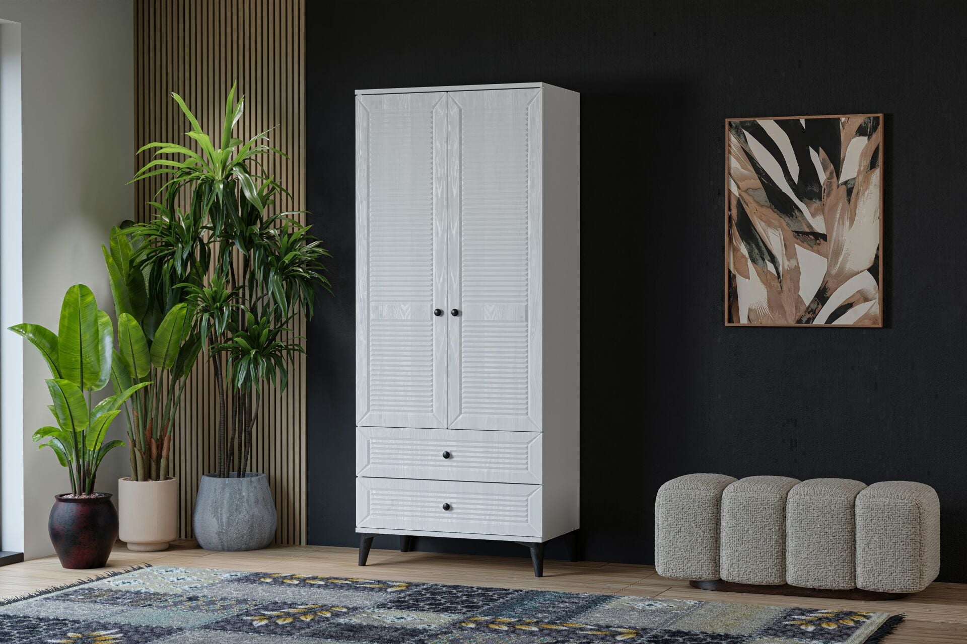 Vera Naz 2 Kapılı Dolap - Beyaz TN0363