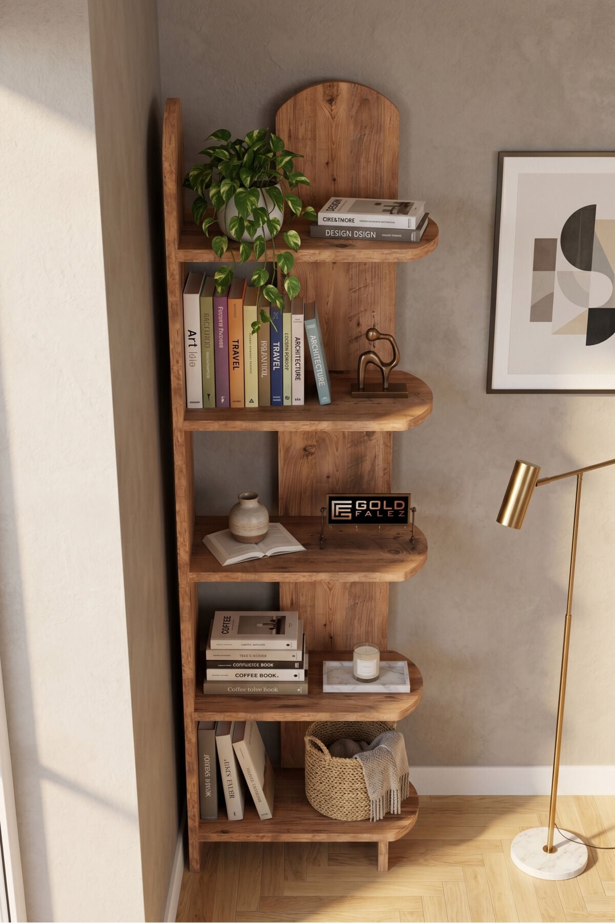 Bookcase 5-Shelf Setro Multi-purpose Decorative Shelf Unit for Living Room Office Study and Youth Room 7077 Atlantic Pine