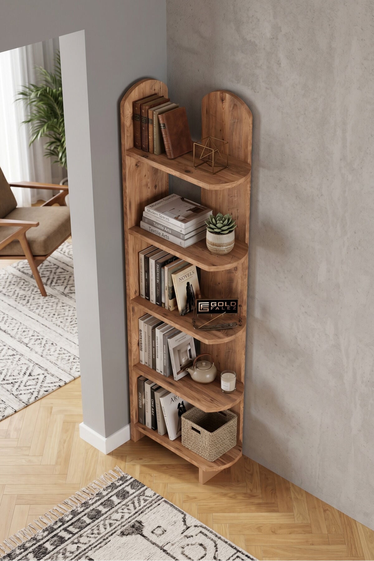 Bookcase 5-Shelf Setro Multi-purpose Decorative Shelf Unit for Living Room Office Study and Youth Room 7077 Atlantic Pine