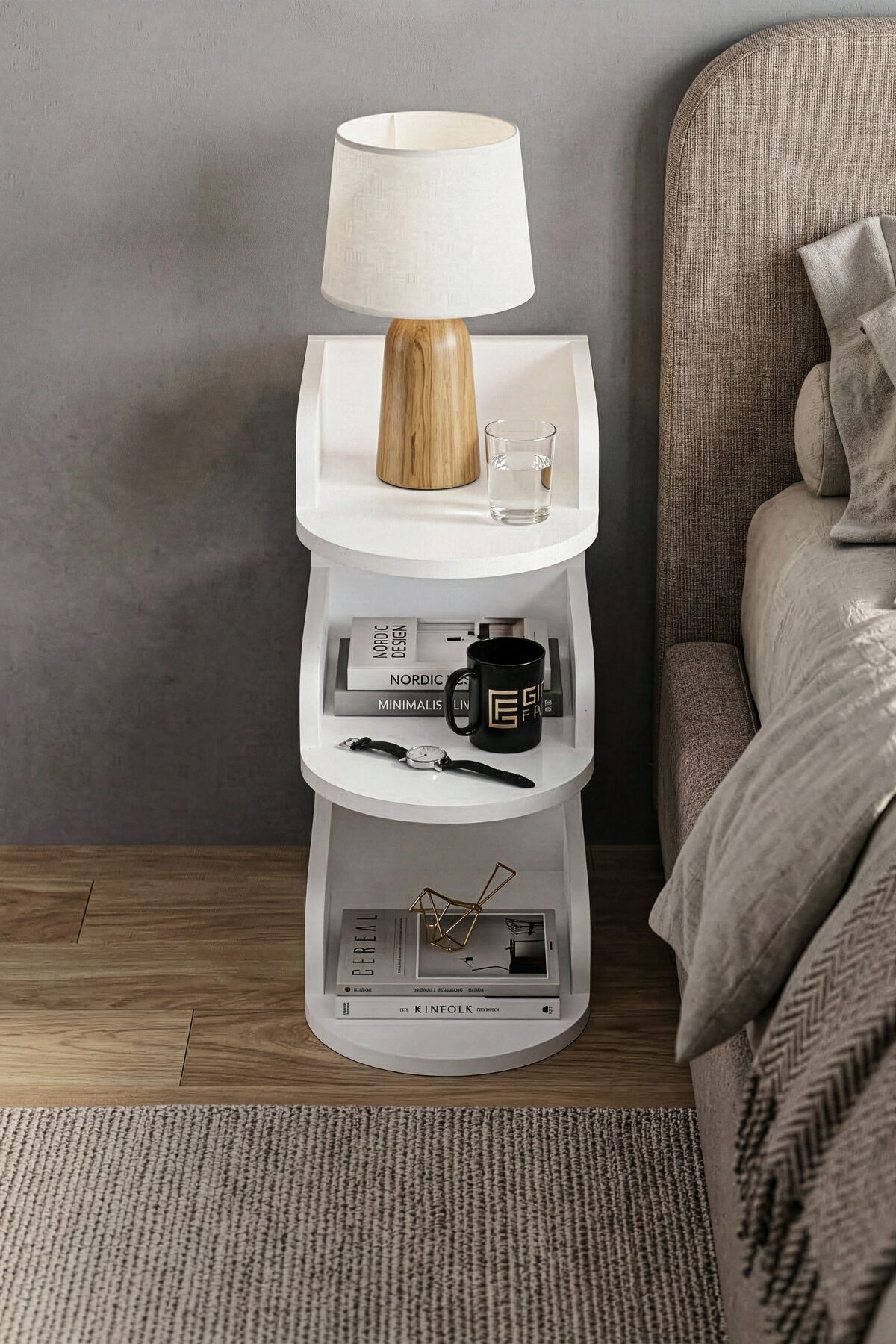 MD Melamine-Faced Chipboard White Bedside Table 60x28 cm
