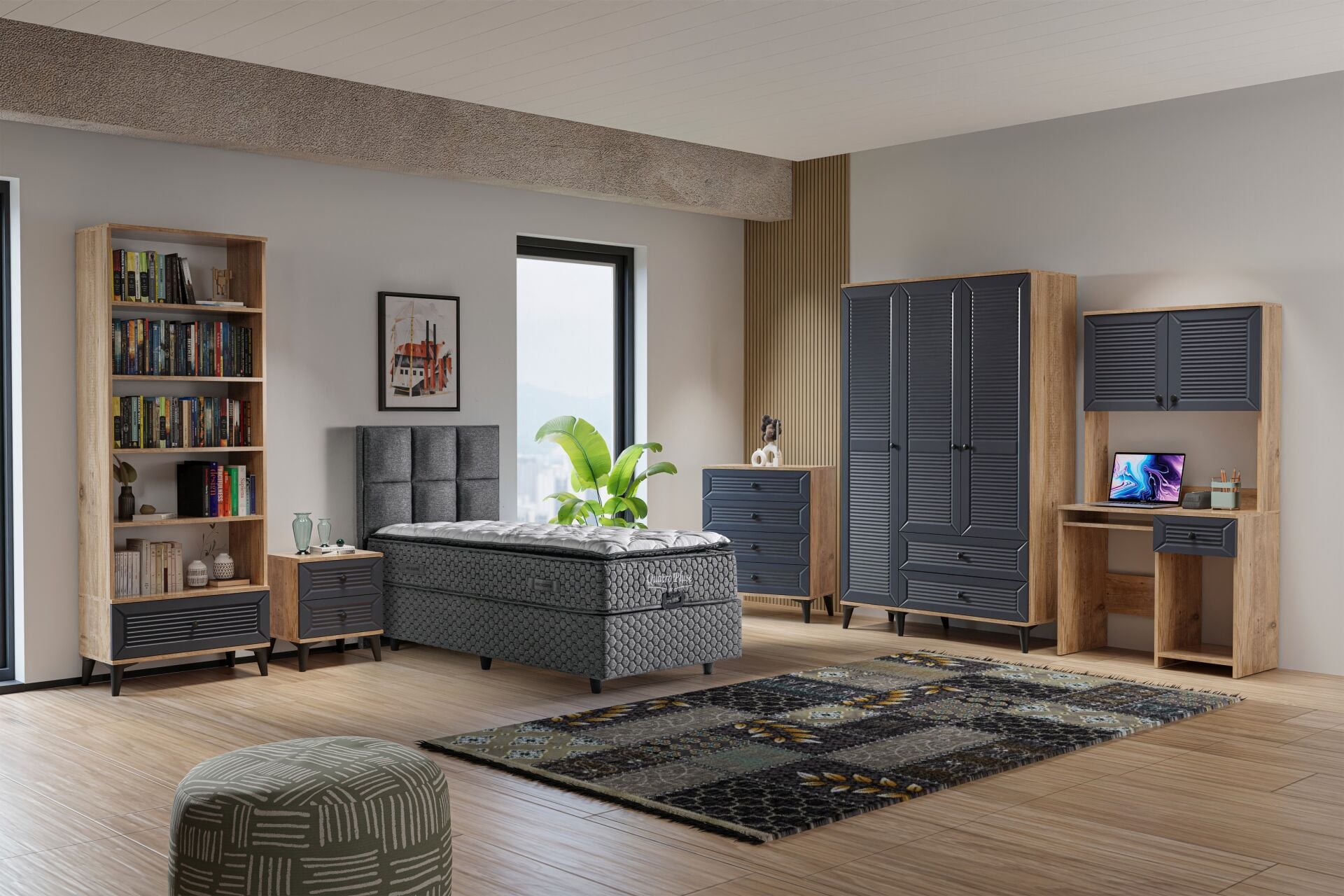 Vera Naz Genç Odası Takımı - Atlantik Çam / Antrasit TN0369