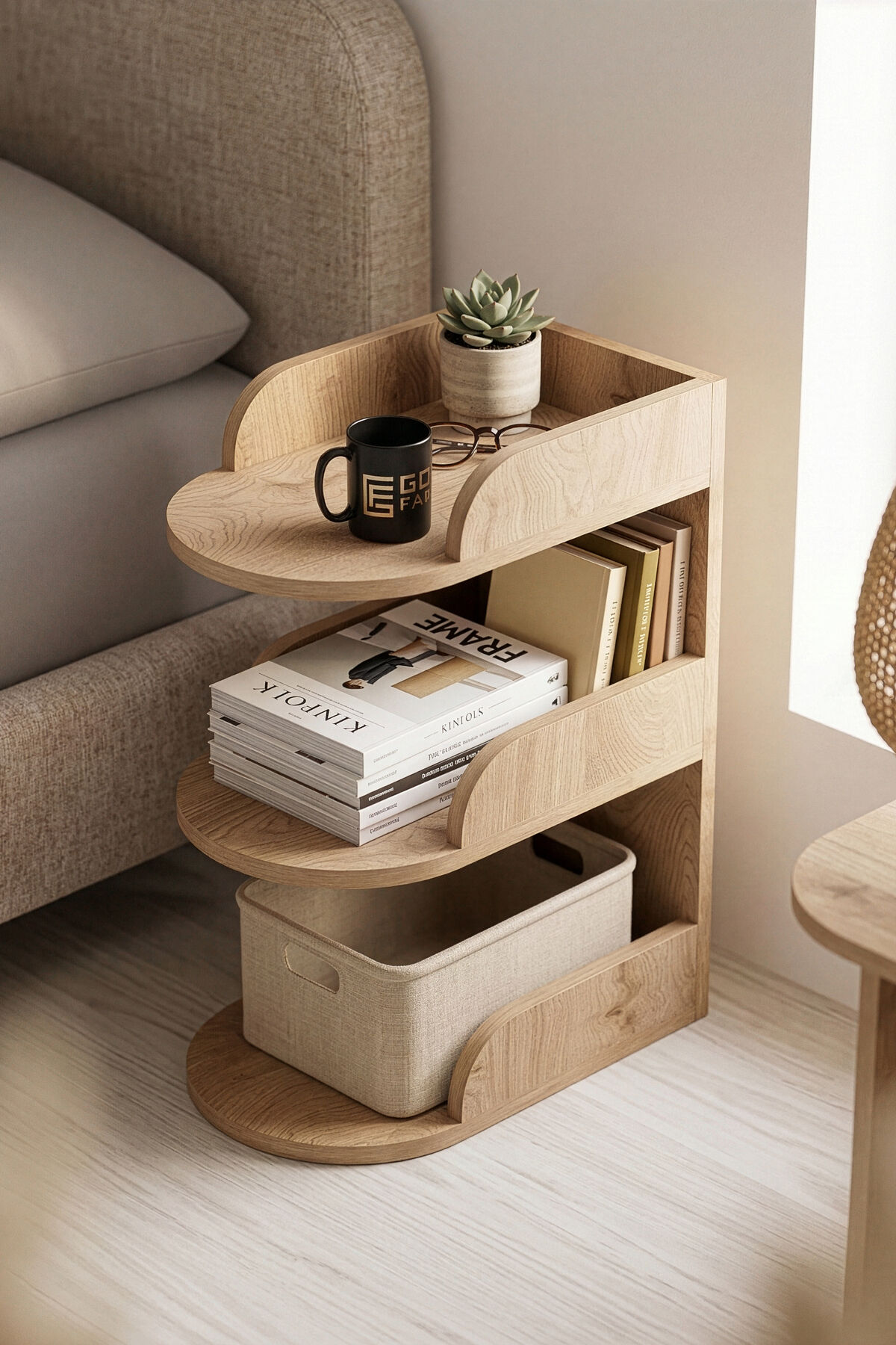 MD Melamine-Faced Chipboard Multi-Coloured Bedside Table 60x28 cm