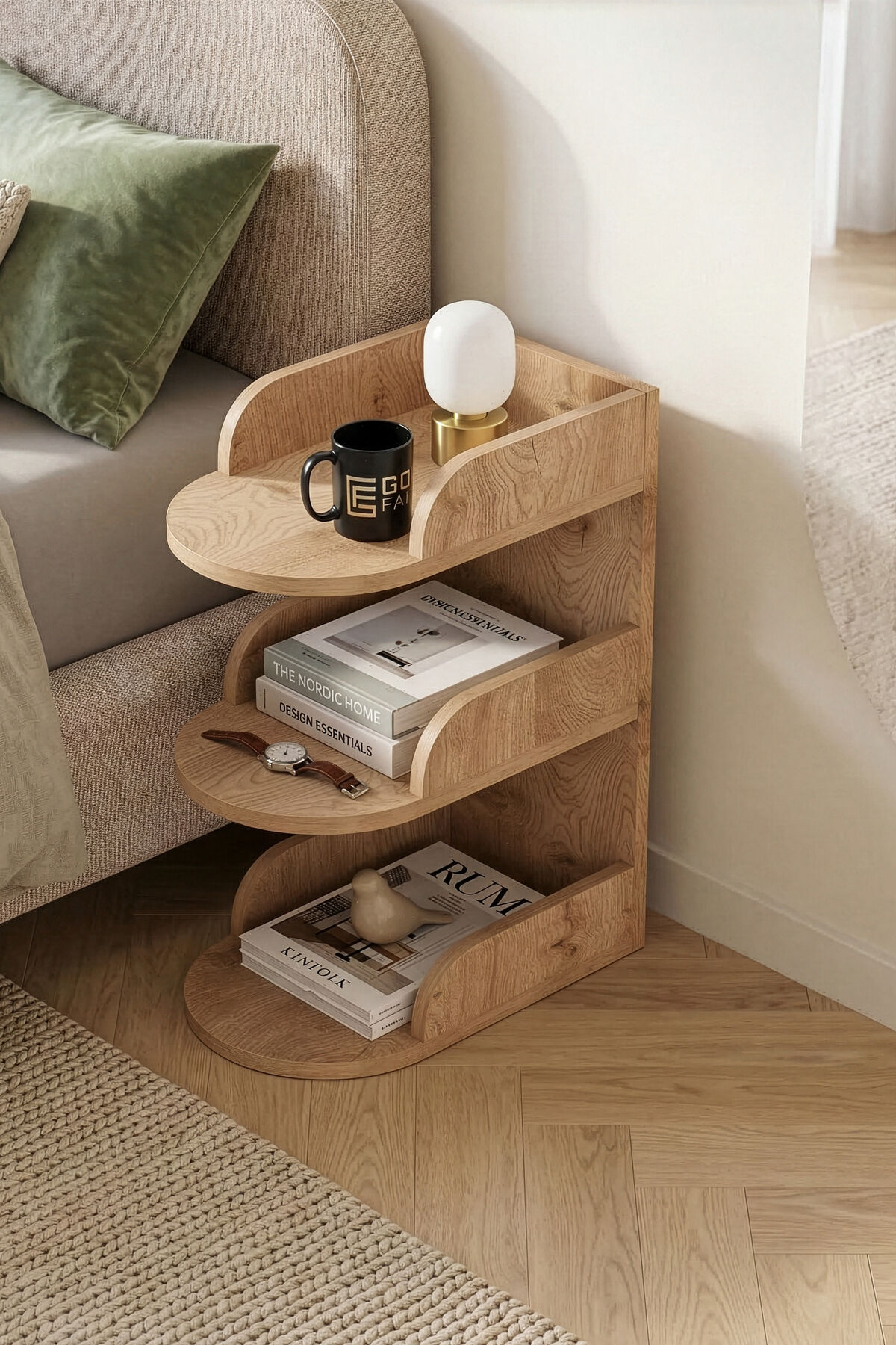 MD Melamine-Faced Chipboard Multi-Coloured Bedside Table 60x28 cm