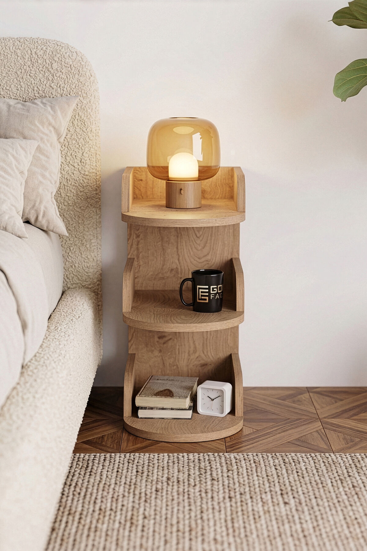 MD Melamine-Faced Chipboard Multi-Coloured Bedside Table 60x28 cm