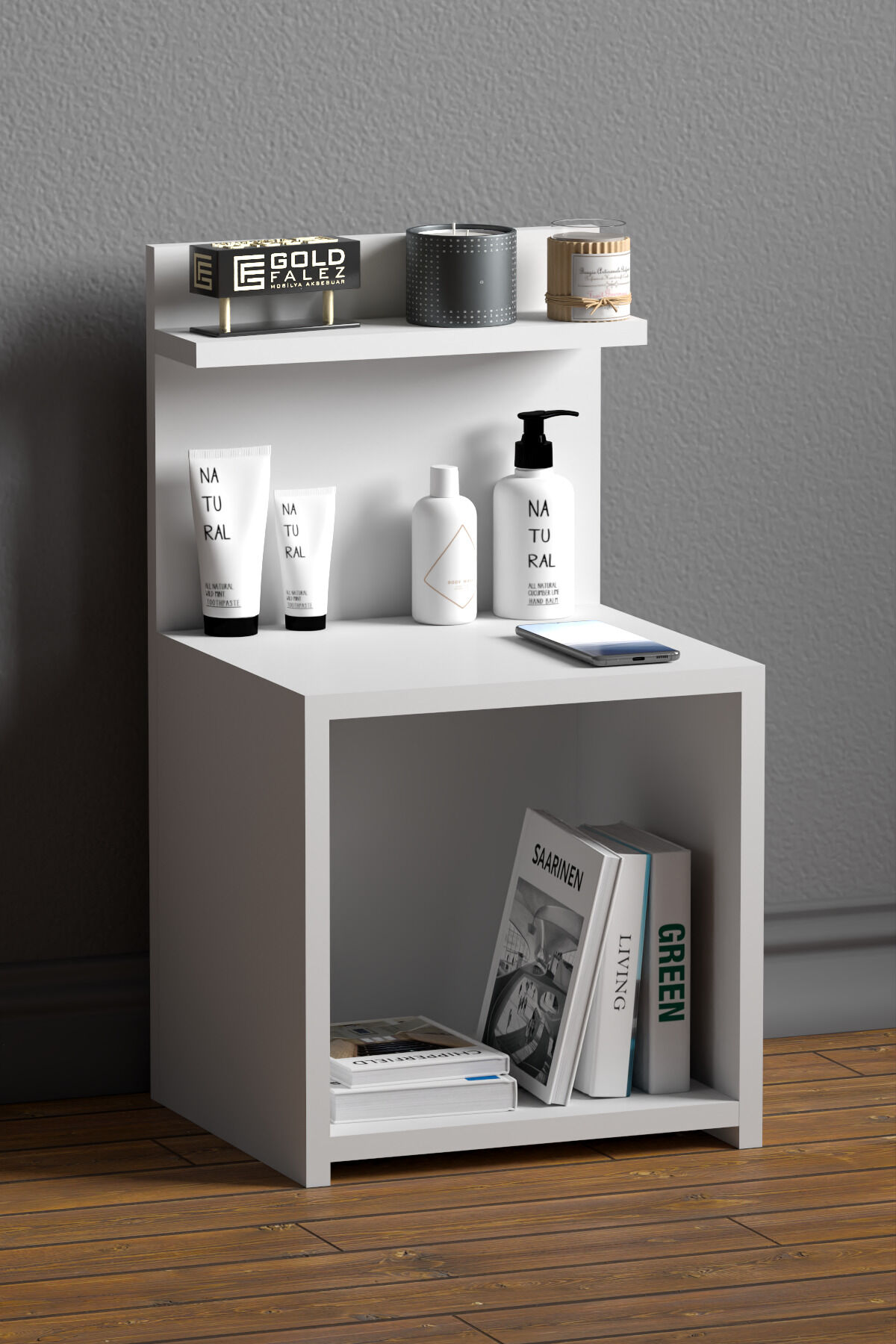 MD Open-Shelf Bedside Cabinet White 63 cm