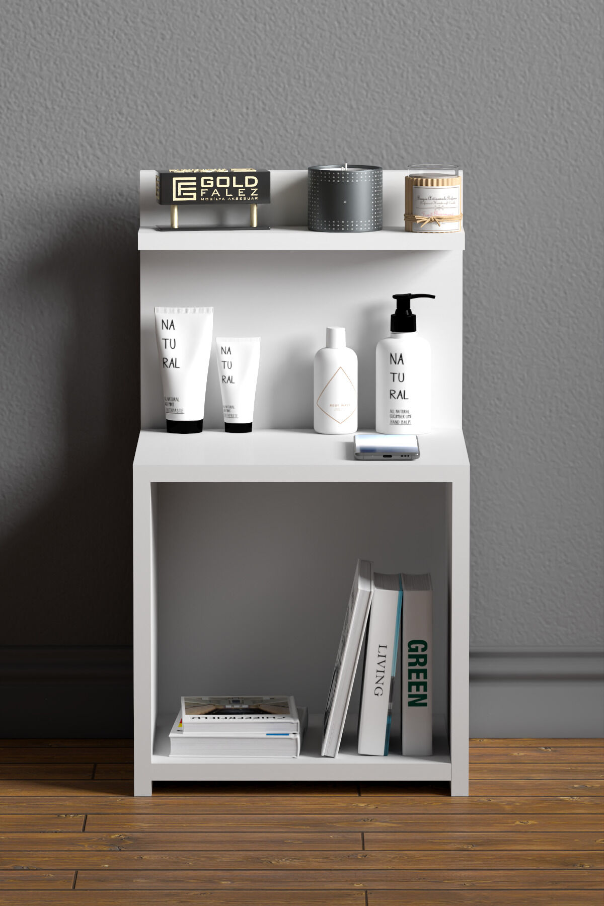 MD Open-Shelf Bedside Cabinet White 63 cm