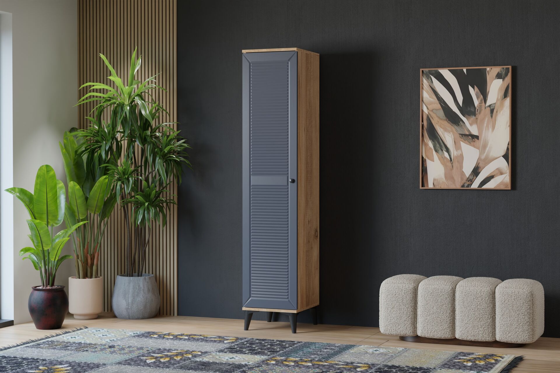 Vera Naz 1 Kapılı Dolap - Atlantik Çam / Antrasit TN0372