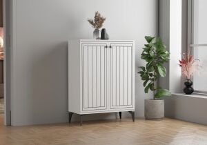 Baskılı Beyaz Ayakkabılık TN0467