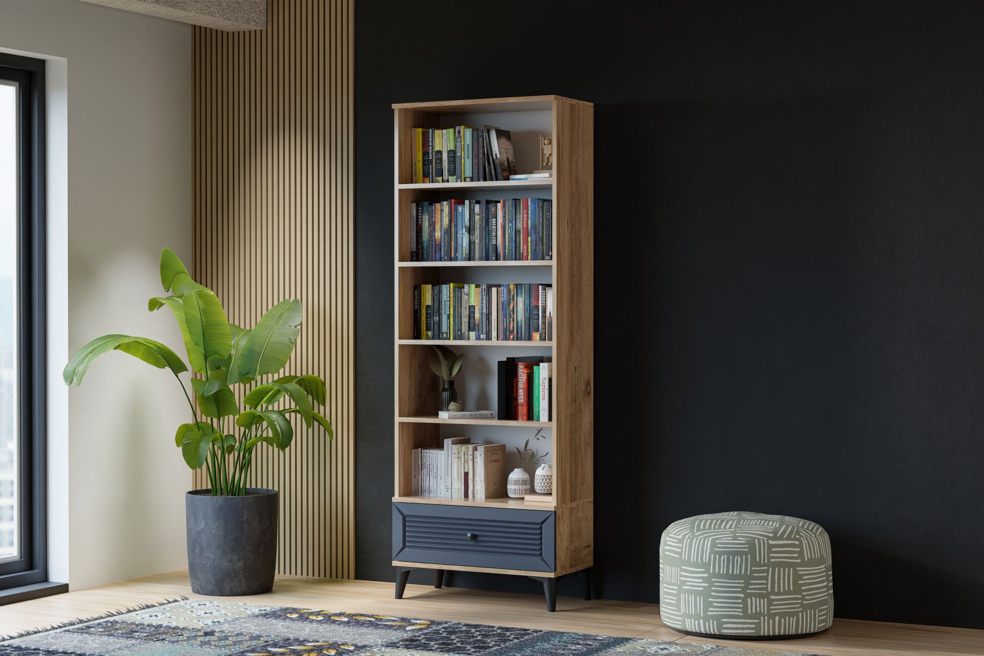 Vera Naz Kitaplık - Atlantik Çam / Antrasit TN0373