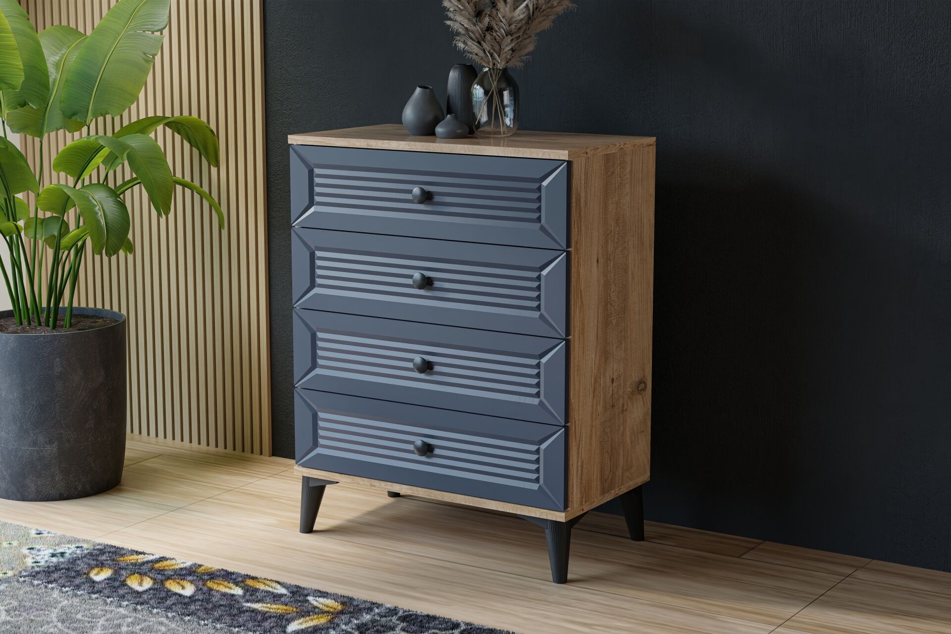 Vera Naz Şifonyer - Atlantik Çam / Antrasit TN0375