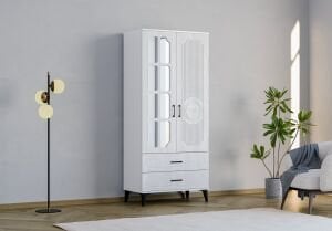Uzay 2 Kapılı Dolap - Beyaz TN0379