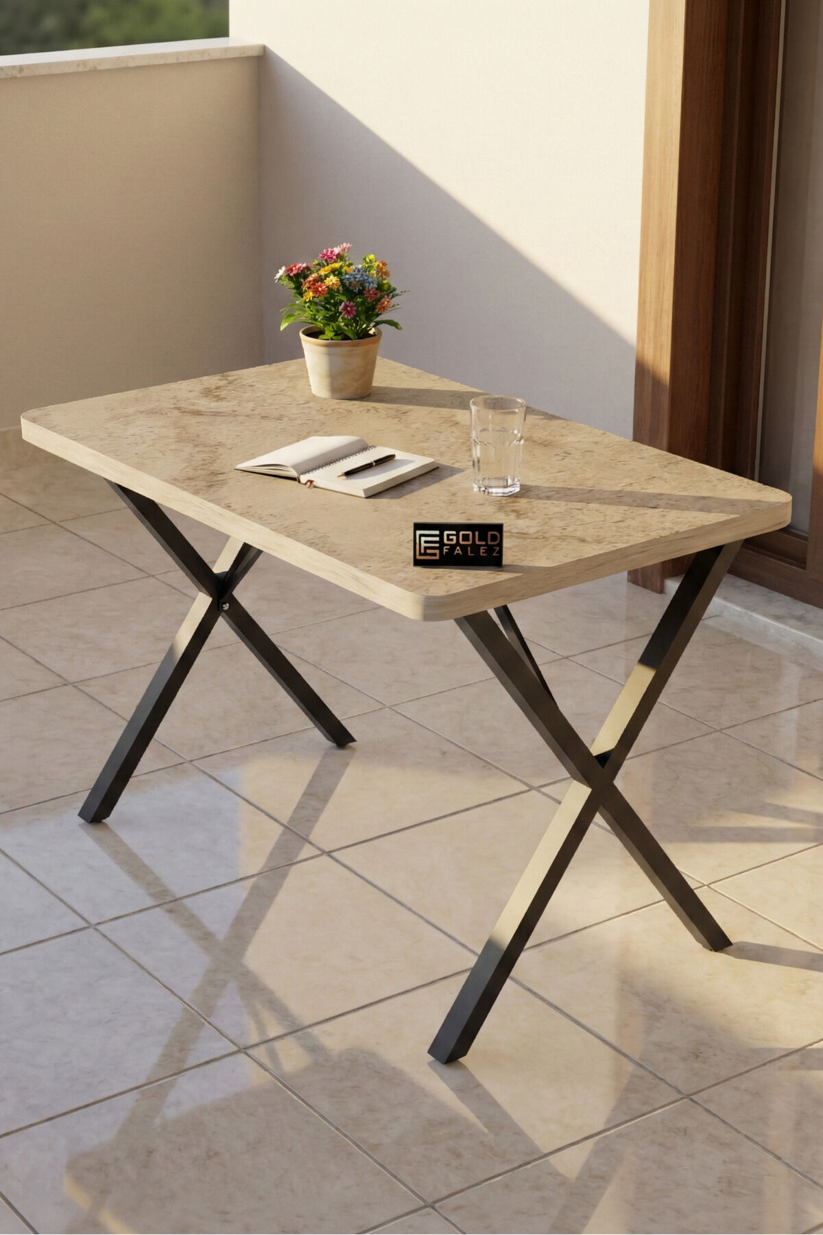 Kitchen Table 110x70 cm Modern Wood-Effect Dining Table Office Garden Balcony Cafe Table 9831 Travert