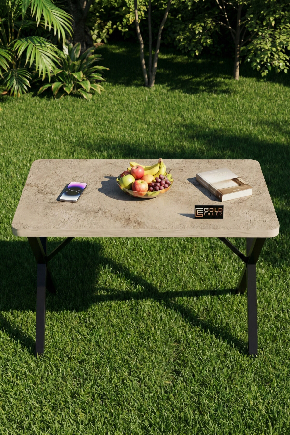 Kitchen Table 110x70 cm Modern Wood-Effect Dining Table Office Garden Balcony Cafe Table 9831 Travert