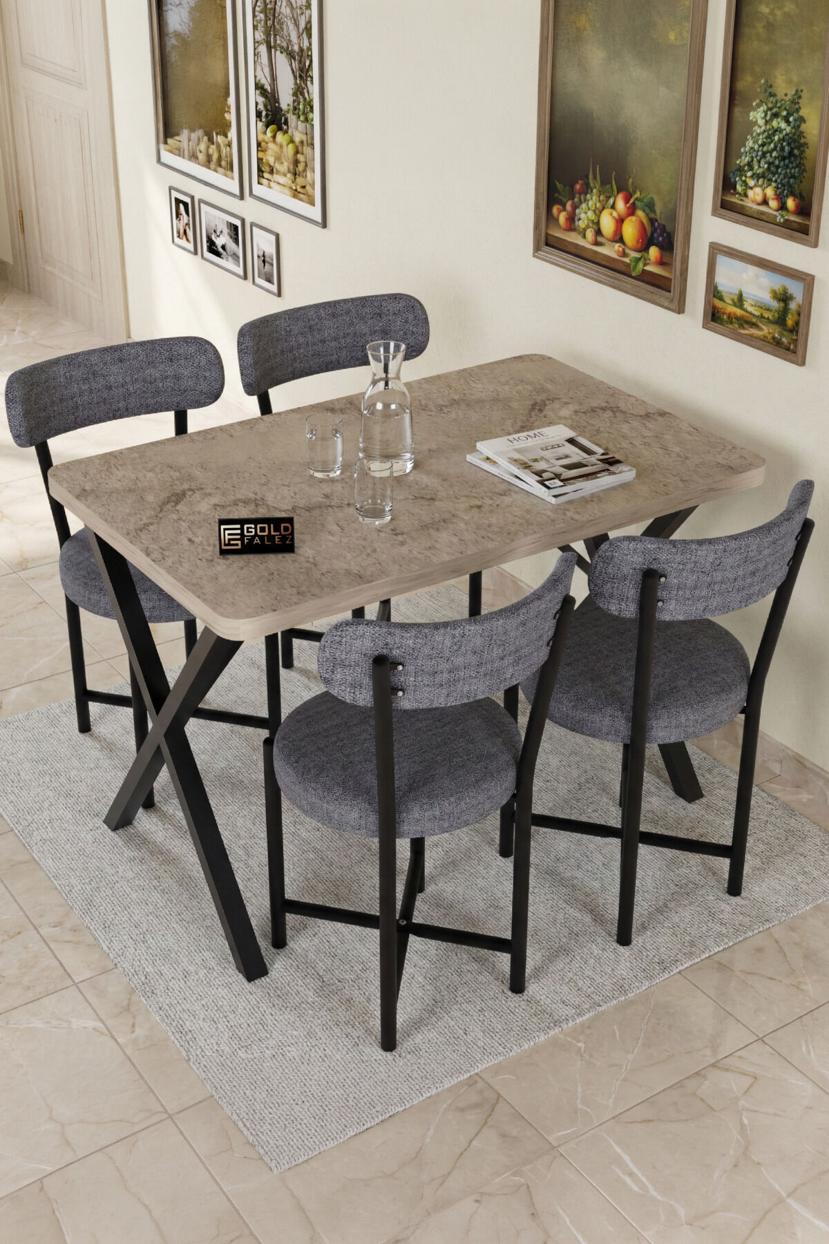 Kitchen Table 110x70 cm Modern Wood-Effect Dining Table Office Garden Balcony Cafe Table 9831 Travert