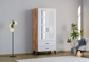 Uzay 2 Kapılı Dolap - Atlantik Çam / Beyaz TN0382