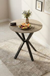 Mutfak Masası Yuvarlak 70 Çap Metal Ayak Yemek Masası Modern Balkon Bahçe Cafe Masa 9821 Traverten