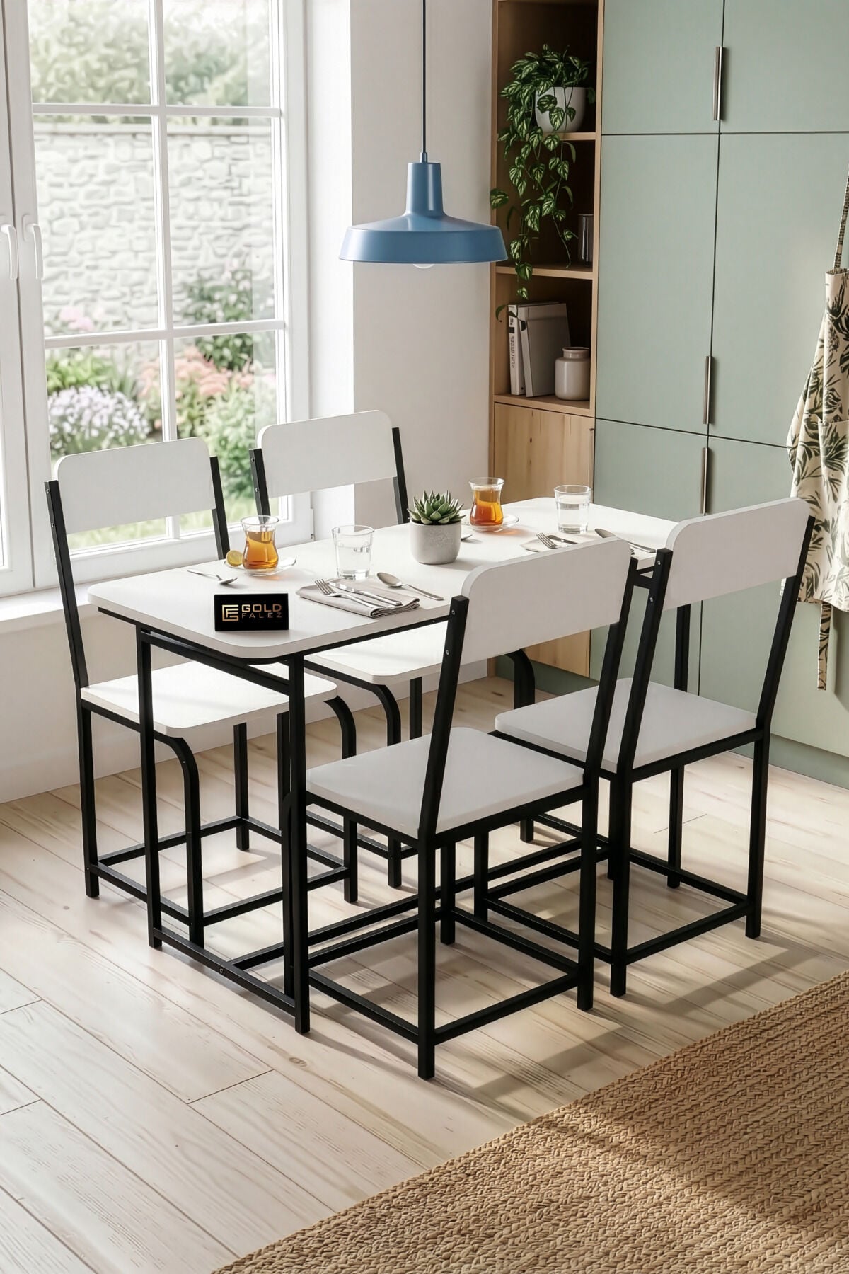 MD Minor Kitchen Table Set Melamine-faced chipboard White 120x52