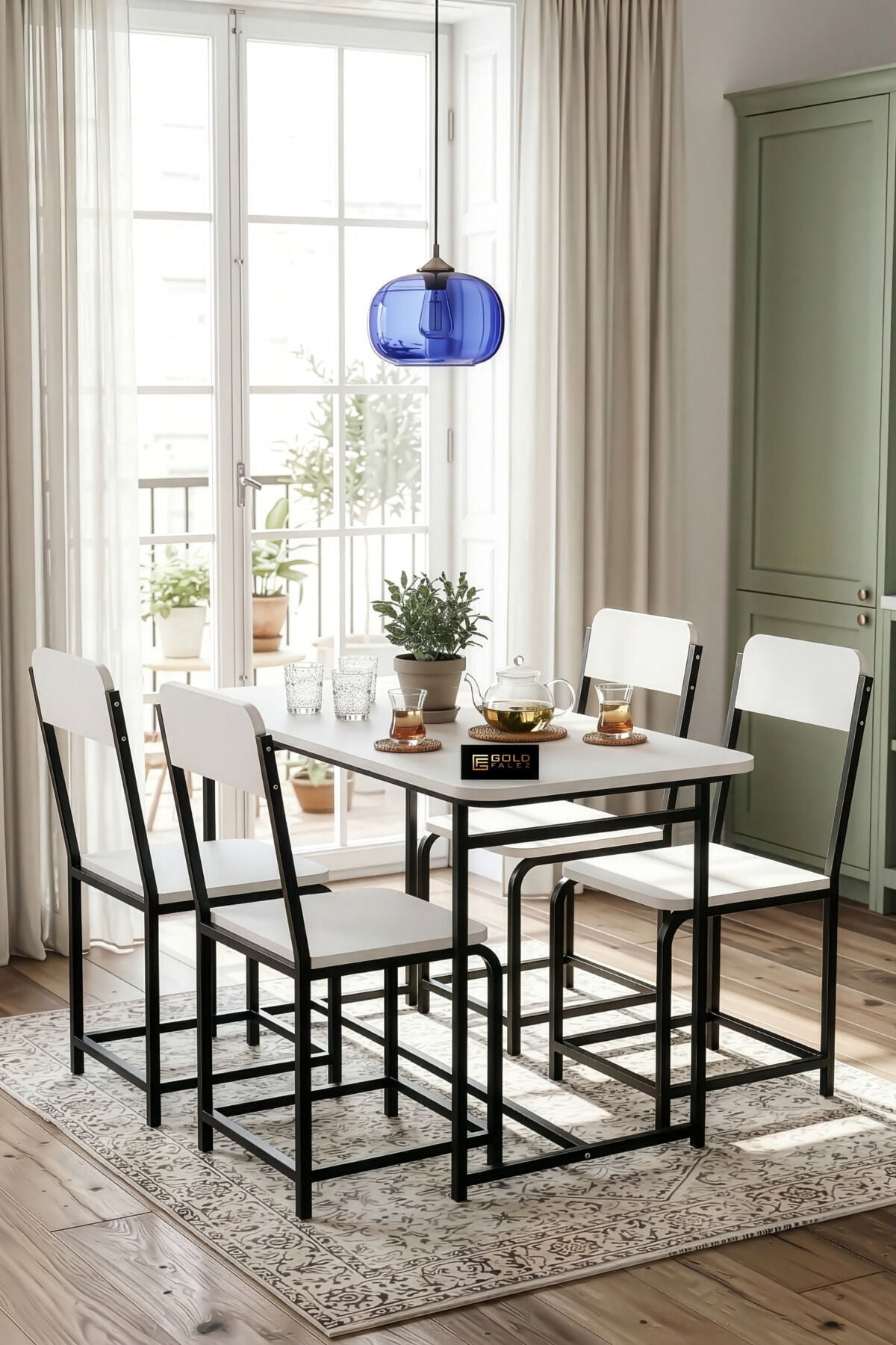 MD Minor Kitchen Table Set Melamine-faced chipboard White 120x52