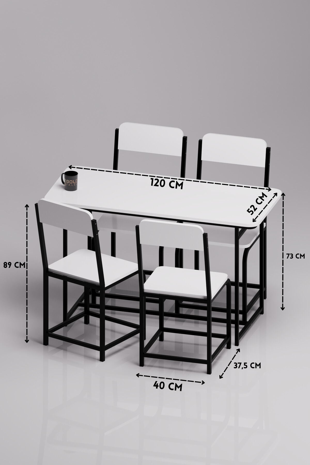 MD Minor Kitchen Table Set Melamine-faced chipboard White 120x52