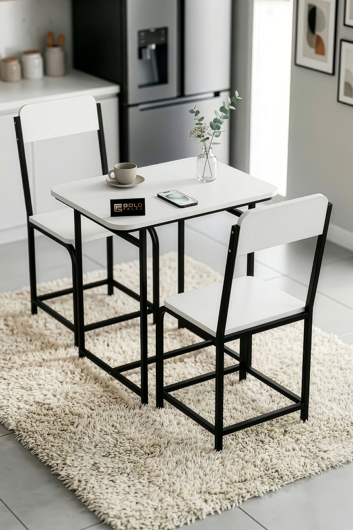 MD Minor Kitchen Table Set Melamine-faced Chipboard White 72x52