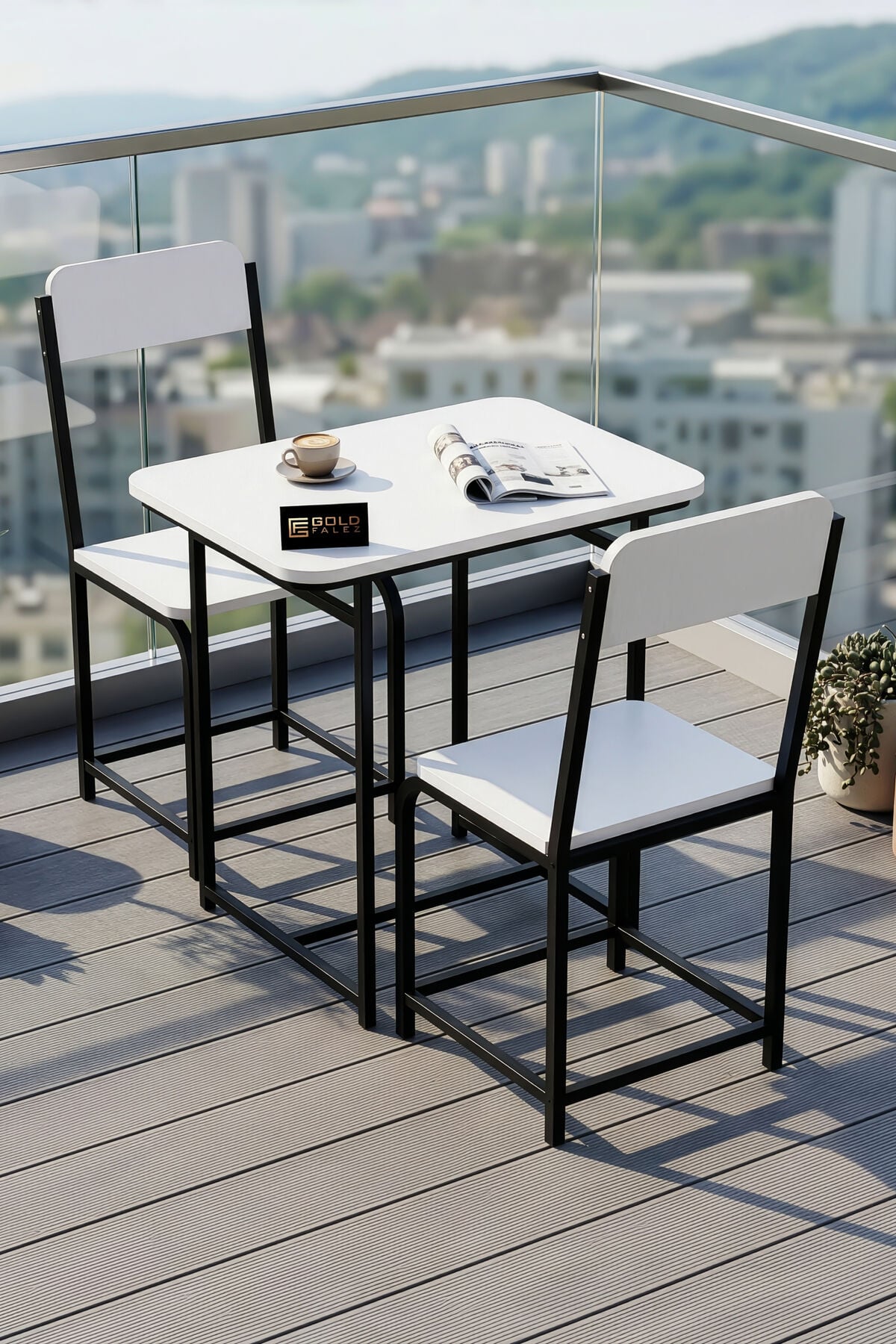 MD Minor Kitchen Table Set Melamine-faced Chipboard White 72x52